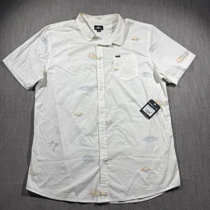 ONeill Shirt Mens 2XL White Oasis Short Sleeve Button Front Modern Fit Casual - Picture 1 of 8