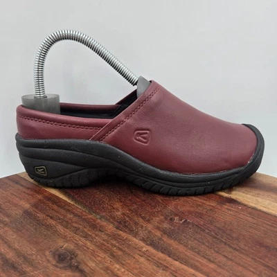Keen Cush Zapatos Utilitarios Mujer 7 Borgoña Cuero Cómodo Mula Zueco Trabajo Enfermería Foto 1 de 4