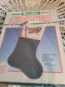 Vintage BUCILLA WEIHNACHTEN GÄNSESTRUMPF SET gezählt Kreuzstich 18" NEU VERSIEGELT - Bild 1 von 3