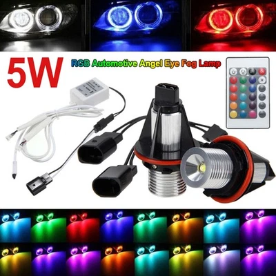 RGB LED Angel Eye Marker Light Bulbs For BMW E39 E60 E63 E64 E53 5 6 7 X3 X5 Foto 1 de 4