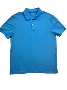 J Crew Flex Pique  Polo Shirt Mens Medium Blue Cotton Preppy Untucked Preppy - Picture 1 of 6