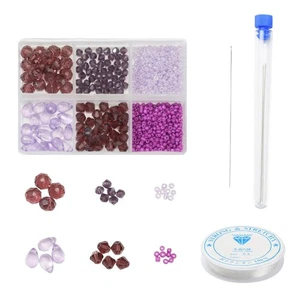 DIY Purple Series Jewelry Making Kit Glass Seed Round Imitation Austrian Crystal - Picture 1 of 10