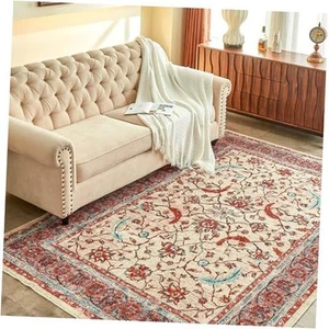 Boho Area Rug 8x10 for Living Room, Machine Washable Non Slip 8'x10' Brick Red - Picture 1 of 7