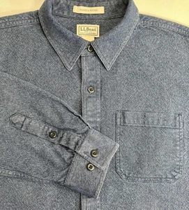 LL Bean Denim Shirt Mens Large Blue Slightly Fitted Cotton Button Down - Picture 1 of 10
