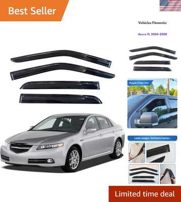 4PC Acura TL 2004-2008 Window Visor Rain Guards, Dark Tinted Mugen Style - Imagem 1 de 4