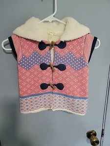 Matilda Jane Vest Sweater Warm Hugs Hooded  Faux Fur Lining Nordic  Girls Sz 4 - Picture 1 of 8