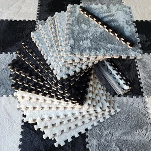 16 Piece Carpet Squares Puzzle Mat 49" x 49" Plush Interlocking Carpet Tiles,... - Picture 1 of 9