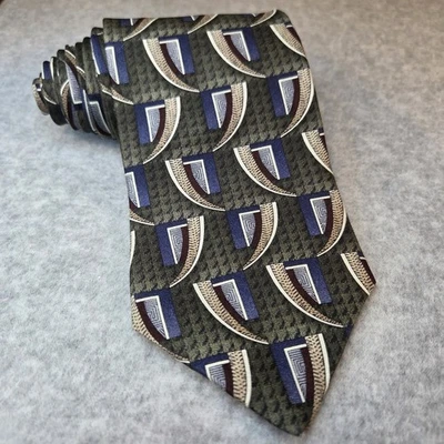 Vintage Gianfranco Ruffini Italian  Silk Tie –59"x4" – Art Deco Geometric Style  - Image 1 of 4