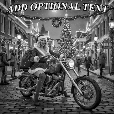 Christmas Laser Engraved Holiday Biker Wood Plaque 10x10 Personalized Gift - Image 1 of 4