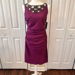 NWT Adrianna Papell Women's Embellished Fitted Ruched Evening Party Dress Size 6 - Picture 1 of 21