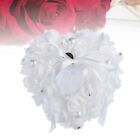  Weiße runde Hochzeit Rose Blumen Herzform Ring Box Kissen Valentinstag