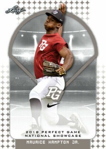 MAURICE HAMPTON JR. "1ST EVER PRINTED" 2018 LEAF PERFECT GAME ROOKIE CARD #187! 
