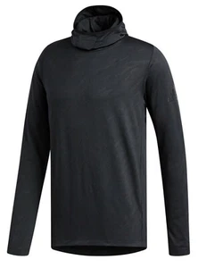 Adidas Men's Black Jacquard Camo Printed Slim Fit Pullover Hooded T-Shirt - Picture 1 of 3