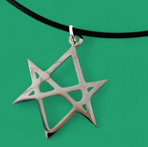 UNICURSAL HEXAGRAM PENDANT Thelema Symbol cord necklace Aleister Crowley L4 - Picture 1 of 4