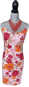 Ann Taylor Sundress ~ Tropical Floral ~ Pink Orange ~ Size Womens 8 - Picture 1 of 6