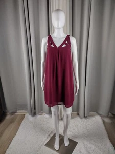 Peach Love California Damen burgunderrot, komplett gefüttert fließend Midikleid Größe Small - Bild 1 von 11