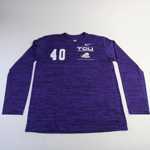 TCU Horned Frogs Nike Dri-Fit Long Sleeve Shirt Men's Purple Used Cover