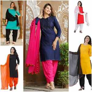 Indian Women 3pc Top Kurta Set Punjabi Kurti Pakistani salwar kameez Suit Dress