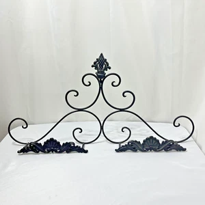Vintage Black Metal Wall Hanging Plate Holder 2 Slot Side By Side Rack - Picture 1 of 8