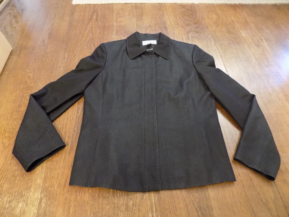 Chaqueta Casual Corner Annex Mujer Negro Denim Look Bolsillos Cremallera Completa Talla 10 Elástica Foto 1 de 4