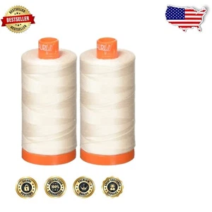 Premium 2-Pack 50wt Mercerized Cotton Thread in Oyster 2405 - 1422 Yards Each - Picture 1 of 2