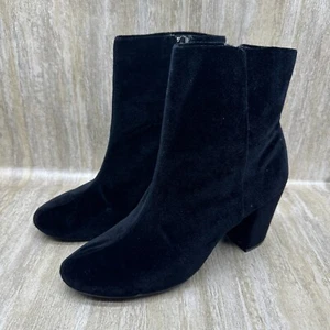 Christian Siriano Chunky Black Velvet Ankle Booties Women Size 8.5 Boots Outdoor - Picture 1 of 10