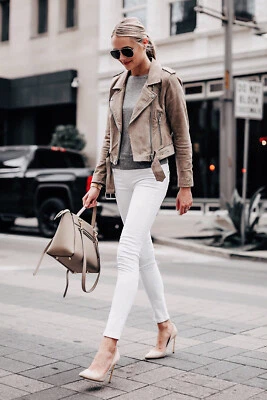 BLANKNYC Suede Moto Jacket Sand Stoner Beige Classic Leather S NWOT $198 - Image 1 of 4