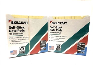 2 Packs (12 in each) 24 Skilcraft 3”x5” Self-Stick Note Pads 100 Sheets Each - Picture 1 of 2