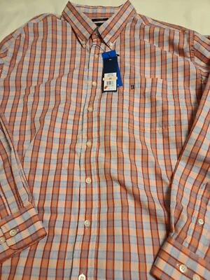 NWT Men's Saddlebred Coral/Light Blue Lg Sleeve Button Up Shirt; BIG & TALL 2X - Image 1 of 4