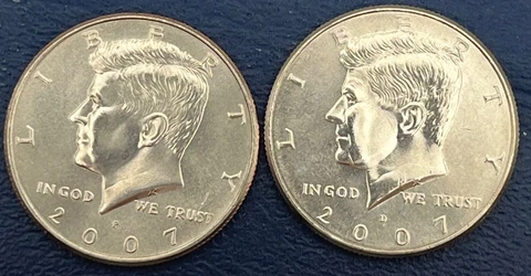 2007 P&D PRESIDENT KENNEDY HALF DOLLAR COINS FROM U.S MINT ROLLS Cover
