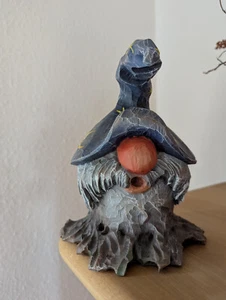 Holzfigur Gnom handgeschnitzt und bemalt aus Gröden St. Ulrich Südtirol - Bild 1 von 3