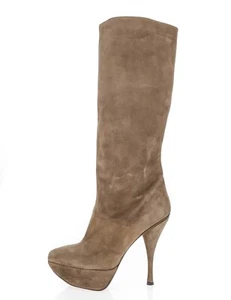 Marni Womens Dark Taupe Suede Pull On Tall Platform Knee High Boots Size 40 - Picture 1 of 5