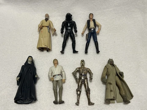 Vintage 90’s Star Wars Figures 3.75” Loose Lot - 7 Figures With Stands Cover