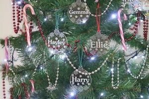 Christmas Tree Bauble Personalised kids acrylic Xmas Tree Decoration Ornament - Picture 1 of 67