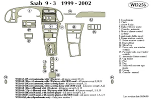 SAAB 9-3 1999 2000 2001 2002 2002 KIT DE AJUSTE TABLERO d - Imagen 1 de 1