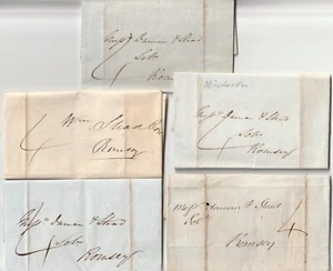 1834/7 HAMPSHIRE 5 x LETTERE WINCHESTER TO ROMSEY SOLICITORS DAMAN & STEAD E/L - Foto 1 di 3