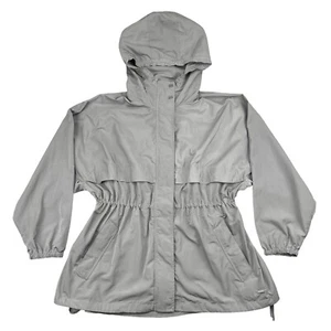 Athleta Rainfall Swing Jacket Womens L/XL Gray Hooded Vented Parka - Picture 1 of 16
