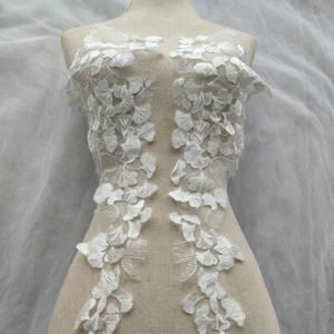 1 par de apliques de parches bordados de hojas de ginkgo hágalo usted mismo vestido de novia costura decoración - Imagen 1 de 6