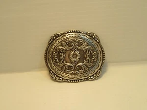Steel Belt Buckle with Floral Design  - Picture 1 of 3