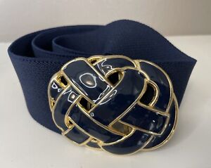 Vintage Women’s Stretch Belt Navy Blue Gold Tone Buckle Day-Lor Made In USA