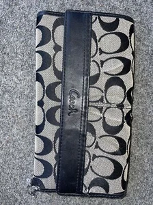 Coach Signature Black and Light Gray Wallet [Pre-Owned] - Picture 1 of 8