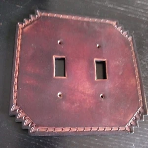 NEW Leather Light Switch Cover Double Switch Plate Western Vintage - Picture 1 of 3