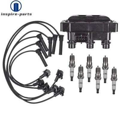 Ignition Coil & 6 Spark plug & 6 wire For Ford Explorer Sport Trac V6 4.0l FD480 - Image 1 of 4