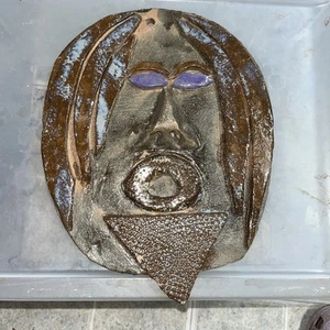 Vintage Terrakotta gruselige Keramik Garten Jahreszeiten Ton 11" Maske - Bild 1 von 4