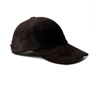 100% Real Genuine Lambskin Leather Baseball Cap Hat Sports Visor - Picture 1 of 5