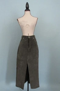 Gr: 27 BLANKNYC Wildleder Midi Rock olivgrün echt Leder Taschen Damen - Bild 1 von 17