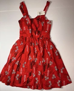 DISNEY Her Universe Red Retro Cutout Dress Lilo Stitch Print Hawaiian size S - Picture 1 of 8