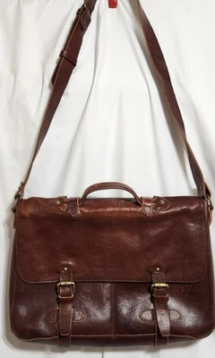 Johnston Murphy Vintage Cuero Marrón Maletín Bolso Mensajero para Laptop Foto 1 de 4