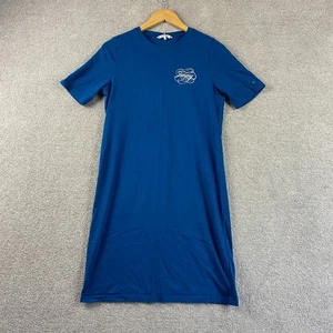 Tommy Hilfiger Shirt Dress Size M Medium Womens Cotton Blue Short Sleeve Slim - Picture 1 of 8