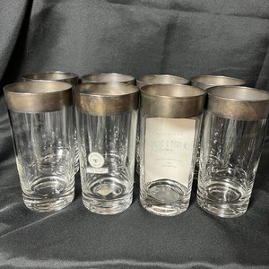 Juego de 8 vasos Dorothy C. Thorpe de plata de ley sobre cristal - Imagen 1 de 8